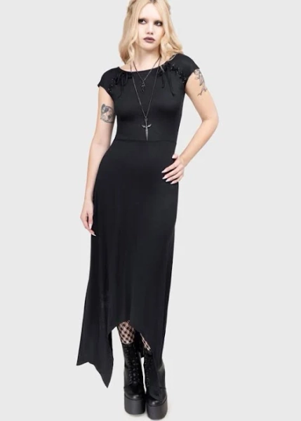 Killstar - Nightwane Black - Dress - black - XL - 60% Viscose, 35% Polyester, 5% Elastane