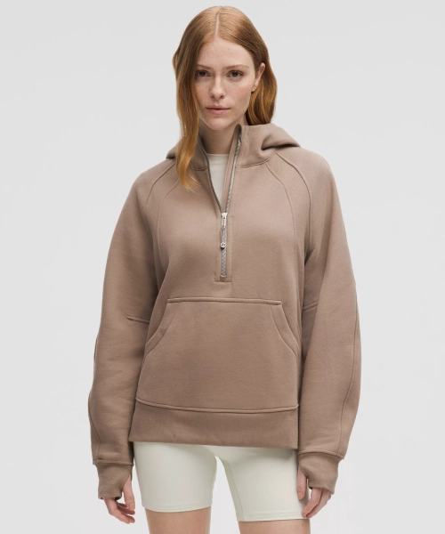 Scuba Oversized Half-Zip Hoodie *Long - Taupetastic - XL/XXL