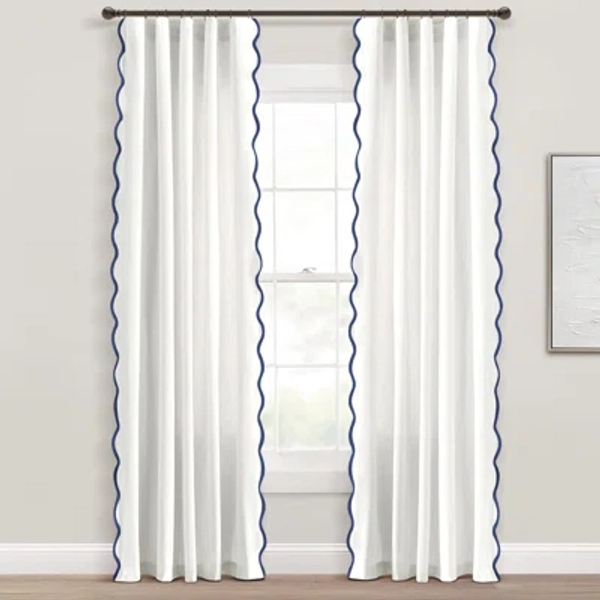 Highland Dunes Coastal Chic Scallop Edge Window Curtain, Light Blue 52" W X 63" L