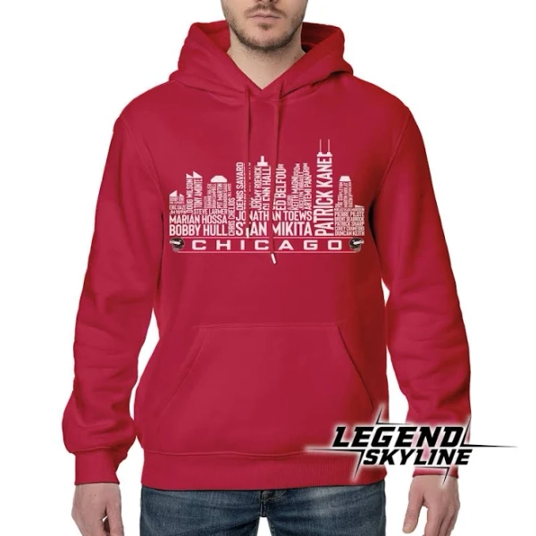 Chicago Hockey Greatest of All Time Team Legend Chicago City Skyline Hoodie