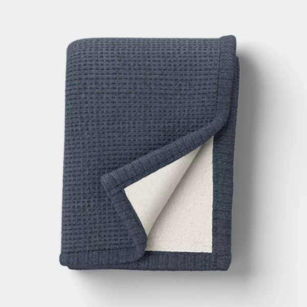 Chenille Knit Throw Blanket with Faux Shearling Reverse - Threshold™ : Target