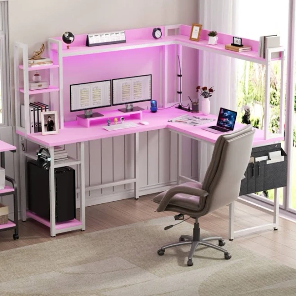 Wrought Studio Bianco L-Shaped Gaming Desk