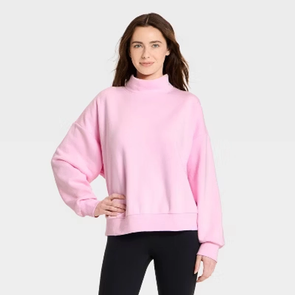 Women's Mock Neck Sweatshirt - JoyLab™  Light Pink L