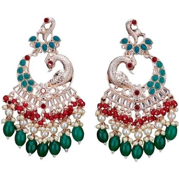 LoveNspire Indian Pakistani Peacock Kundan Jhumka Earrings