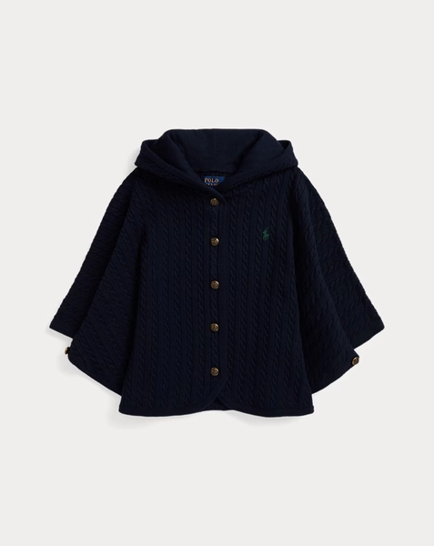 Mini-Cable Cotton Hooded Poncho