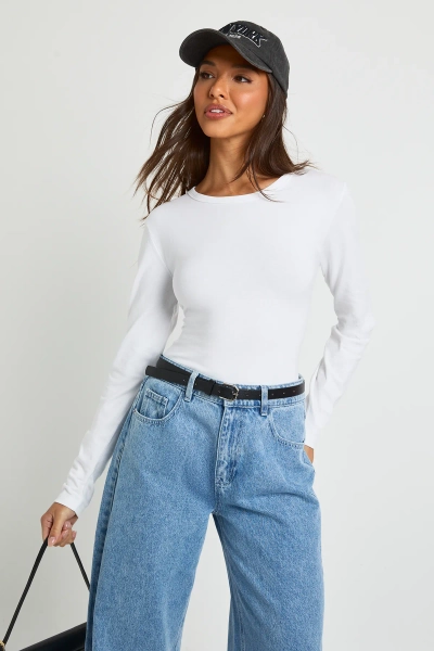 Basic Long Sleeve Fitted Longline Top