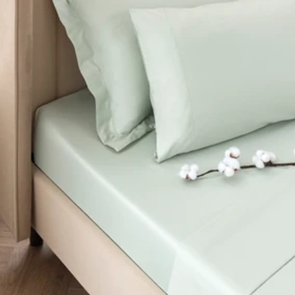 Grey Green - Double - Dorma Smooth & Soft 300 Thread Count 100% Cotton Sateen Fitted Sheet