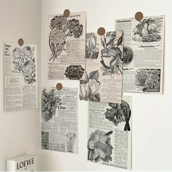 10 Vintage English Floral Postcards for Indoor Bedroom Wall Decor DIY Wall Stickers,  Room Embellishment, Classic Postcards, Retro Aesthetic, Peel And Stick, Highquality Print, Wall Decals, Decorative Cards, Vintage Lovers