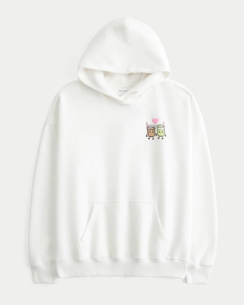 Hollister Feel Good Oversized Matcha Graphic Hoodie