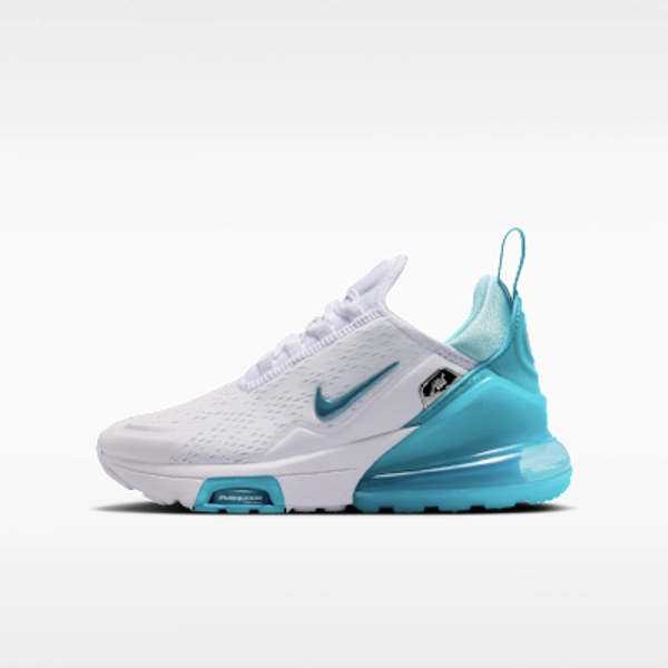 Nike Air Max 270 Premium Big Kids' Shoes - White/Copa/Teal Tint/Chlorine Blue - Size 3.5Y