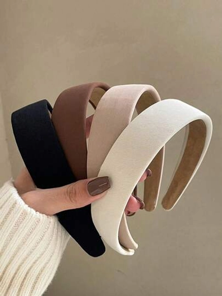 4pcs/1pc Vintage Soft Sponge Headband, Solid White And Brown Color, Elegant High-End Fashion Hair Accessories, Suitable For Daily Wear, Washing Face, Showering, Matching Outfits, For Women, Hair Band, Hair Hoop, Autumn