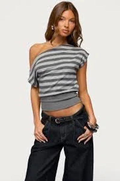 Edikted Women's Marniee Striped Off Shoulder Top