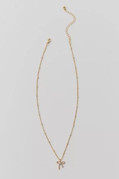 Delicate Rhinestone Bow Necklace