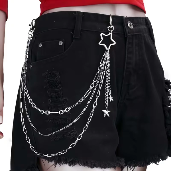 layered star pants chain   design sturdy alloy - Temu United Kingdom