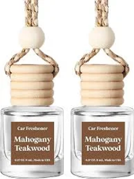 Mahogany Teakwood Car Air Freshener 2 Pack - Long Lasting Essential Oil Diffuser