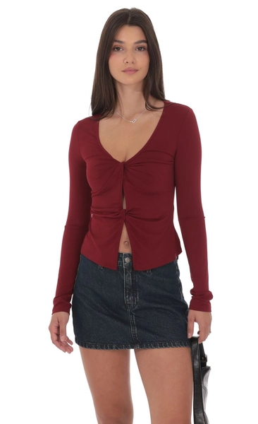 Double Twist Top in Burgundy | LUCY IN THE SKY