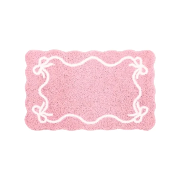 hulanddfd Pink Bow Bath Mats for Bathroom 23.6x15.7 Inch Cute Bowknot Soft Plushes Bath Mats Non Slip Washable Aesthetic Doormats Decor for Bathroom Kitchen Living Room Bedroom
