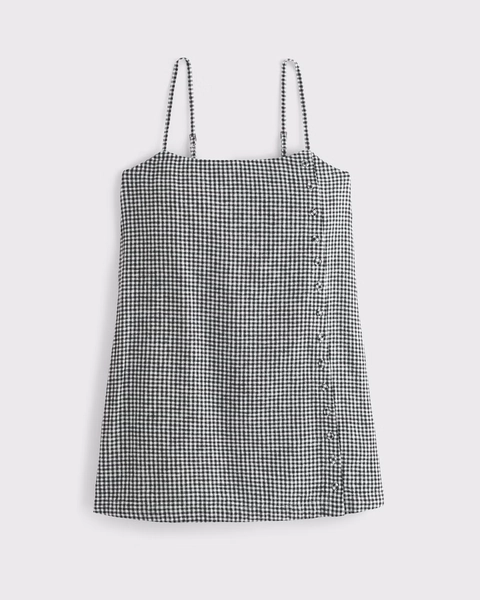 Linen-Blend Button Skort
