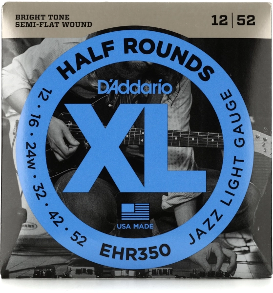 D'Addario EHR350 XL Half Rounds Electric Guitar Strings - .012-.052 Jazz Light