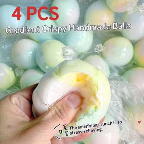 4 PCS 2026 New Arrival Crispy Candy Squishy Balls, 6cm Oversized Colorful Handmade Wax Squeeze Toy, Slow Rebound Wax Shell Fidget Ball, Textured Noisy Sensory Play Accessory