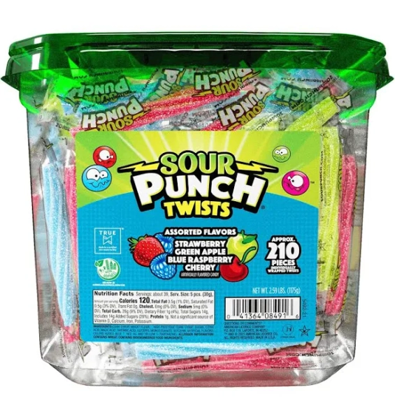 American Licorice Company Sour Punch Twists Variety Tub