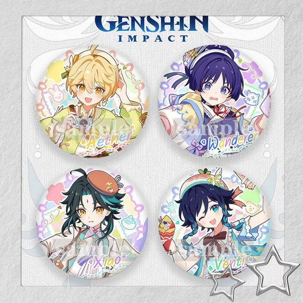 Genshin Impact Laser Badge | Wanderer Xiao Aether Venti 58mm Pin