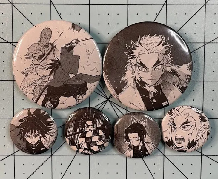 Demon Slayer Manga Button Pins