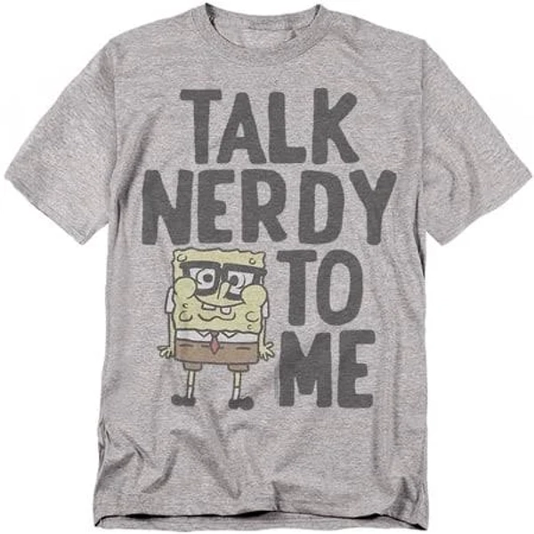Spongebob Talk Nerdy to Me Adult T Shirt Athletic
