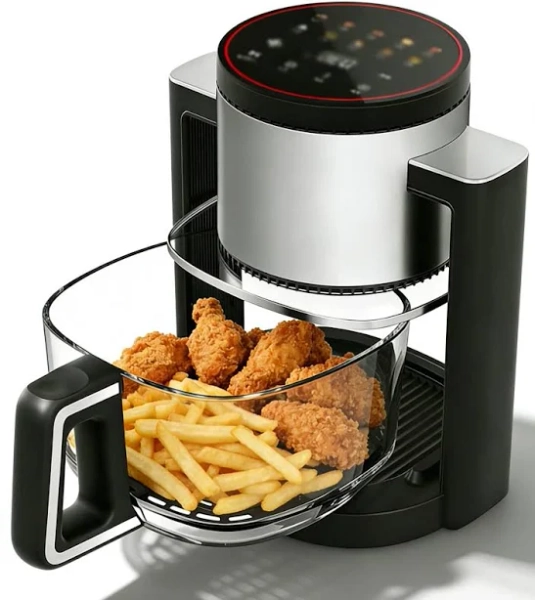 Sweet - 4.7Qt Glass Air Fryer, Non Toxic Air Fryer with 10 Preset Cook Modes - Black