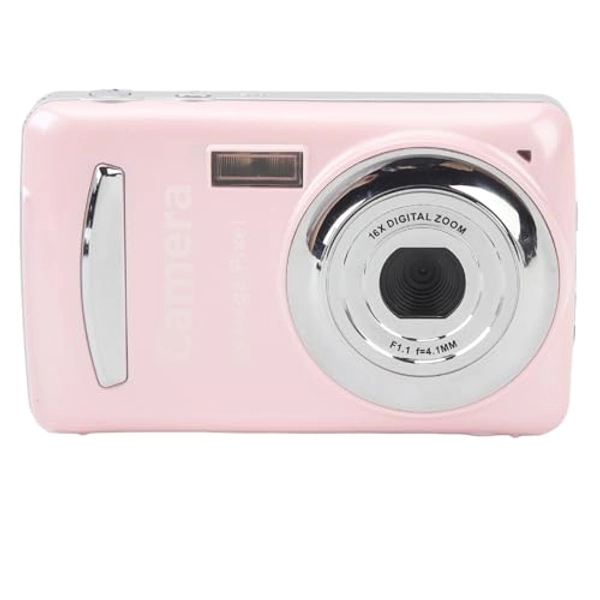 Digital Camera, 16MP 1080P HD Pocket Compact Camera with 2.4 Inch Screen, 16X Zoom Autofocus, Anti Shake, Portable Vlogging Camera, for Boys Girls Kids (rose)