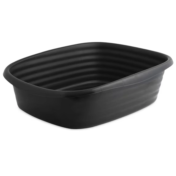 Arm & Hammer Simply Recycled Plastic Open Top Cat Litter Box, Large Cat Litter Pan, Black