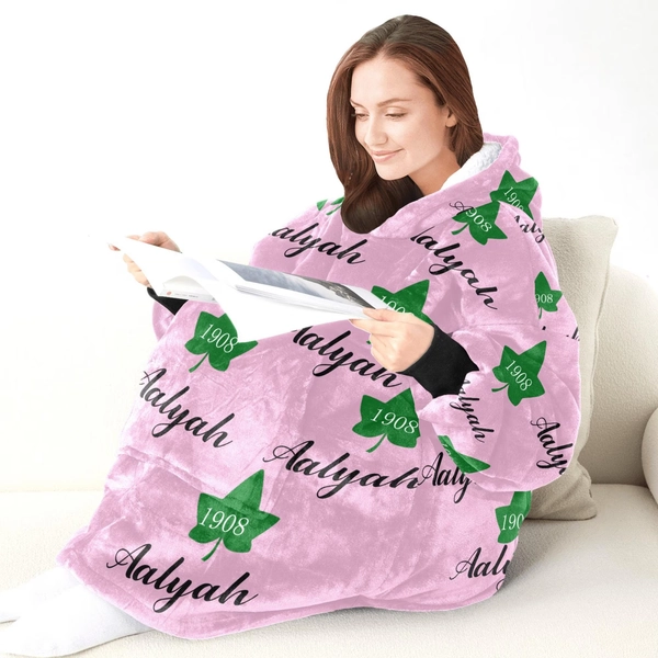 Personalized  Aka Hoodie Blanket,Wearable Blanket.
