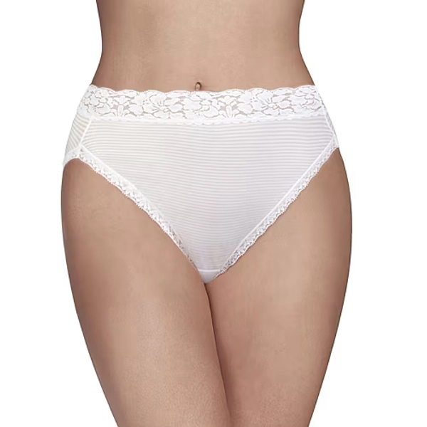 Vanity Fair Flattering Lace Hi-Cut Panties - 13280, 7, White
