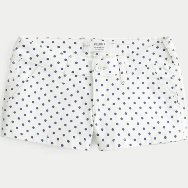 Hollister Women's Ultra Low-Rise Polka Dot Twill Shortie Shorts