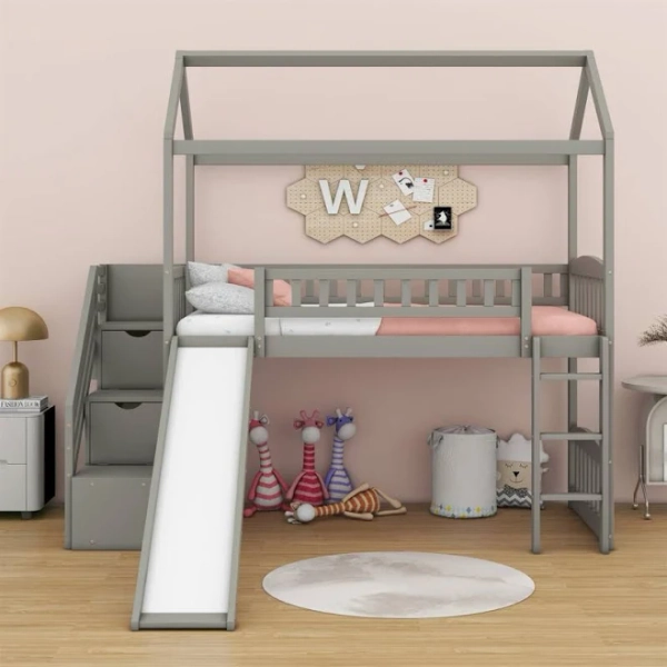 Harper Orchard Loft Bed with Storage Stairs and Slide