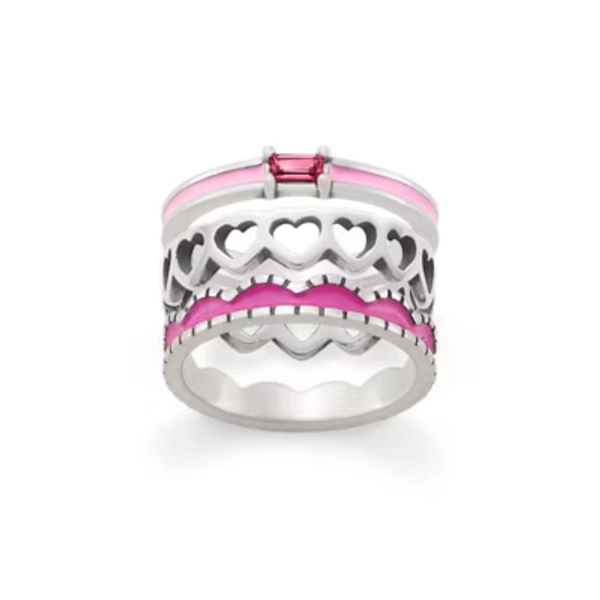 Gemstone, Heart and Scalloped Ring Stack