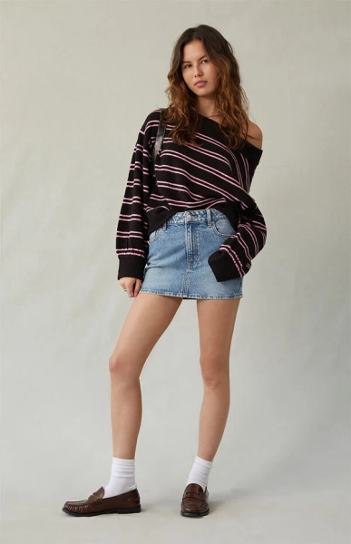 Bella Stretch Medium Indigo Mid Rise Denim Mini Skirt