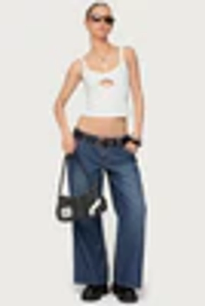 Petite Cory Striped Low Rise Baggy Jeans