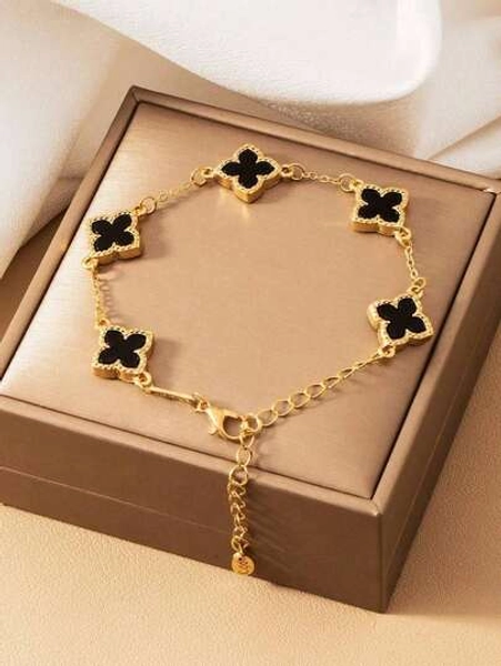 1pc Delicate Lucky Four Leaf Clover Women Bracelet, Suitable For Daily Wear In Summer, The Best Gift For Friends