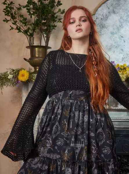 Nightfall Chain Bell Sleeve Crop Sweater