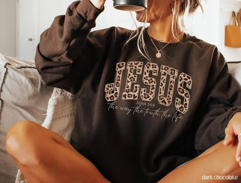 Christian Jesus Cheetah Print Sweatshirt