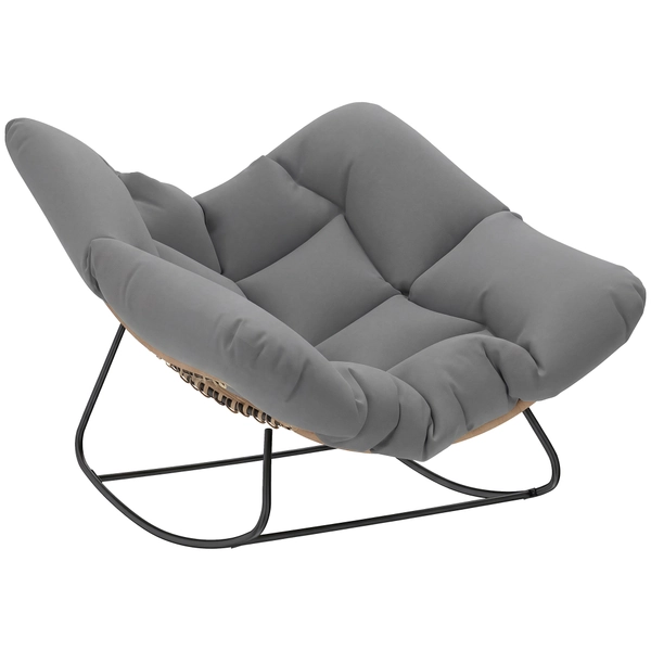 Outsunny Sedia a Dondolo da Interni ed Esterni con Seduta Extra Larga da 60 cm e Cuscino Imbottito, Grigio