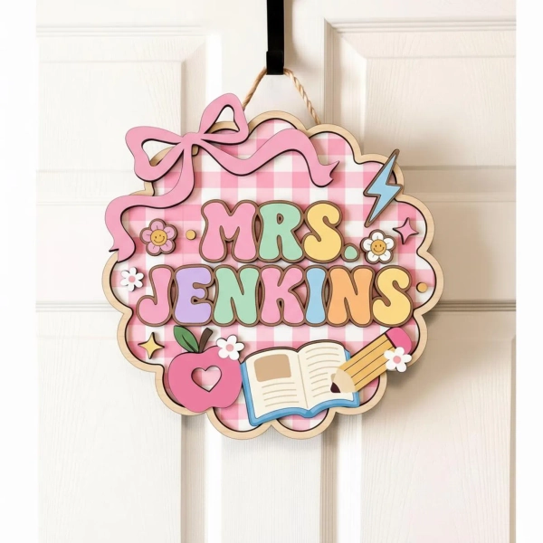 Personalized 3D Teacher Door Sign, Custom Back to School Classroom Decor With Nameplate, Wood Door Sign, Teacher Name Sign, Classroom Decor - Etsy
