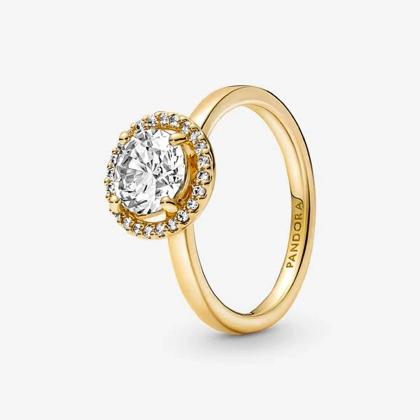 Pandora Sparkling Round Halo Cubic Zirconia Ring in Gold