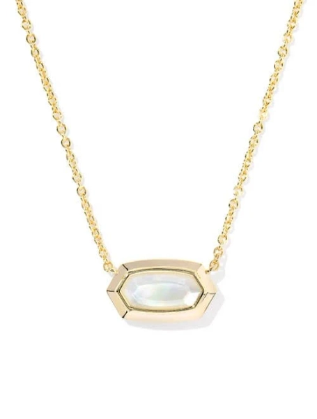 Kendra Scott-Elisa Bezel Gold Short Pendant Necklace