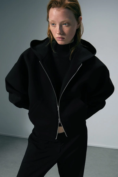 Sweat à capuche zippé oversize en scuba