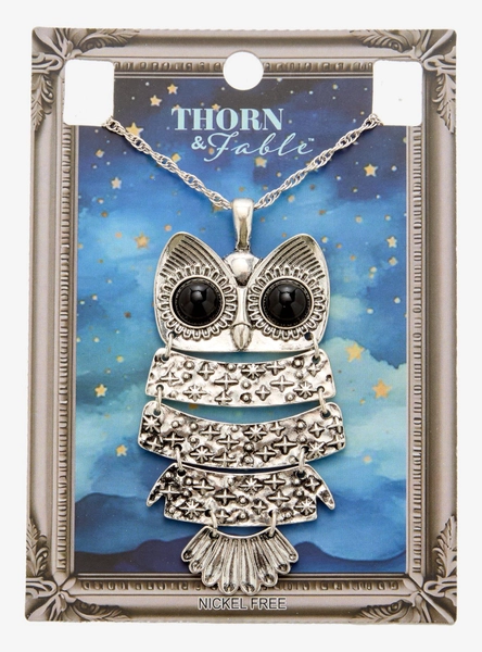 Thorn & Fable Celestial Owl Pendant Necklace