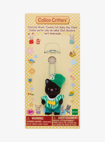 Calico Critters Emerald Green Tuxedo Cat Baby Key Chain