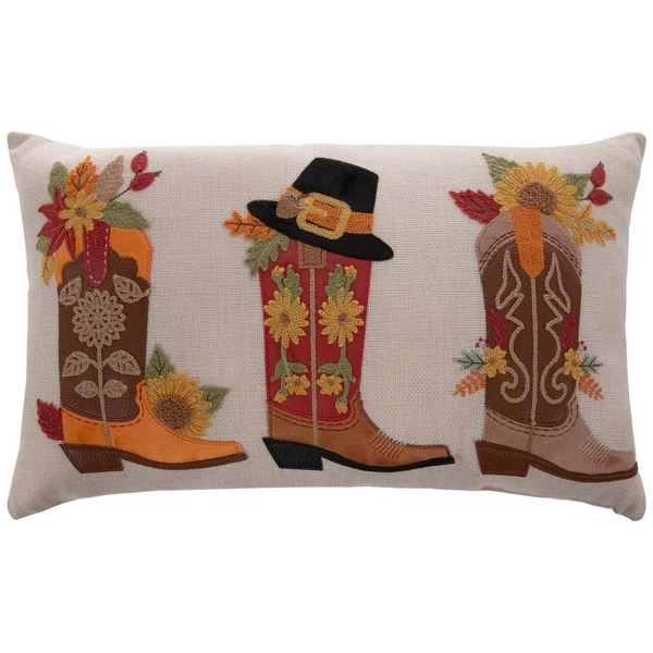 Autumn Cowboy Boots Pillow