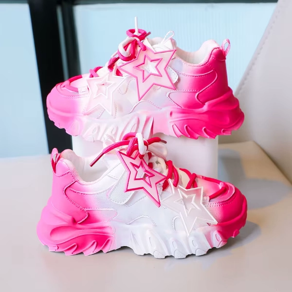 Breathable Gradient Color Kids Sports Shoes, Breathable Chunky Sneakers for Girls and Boys with Star Decoration - AliExpress 1501